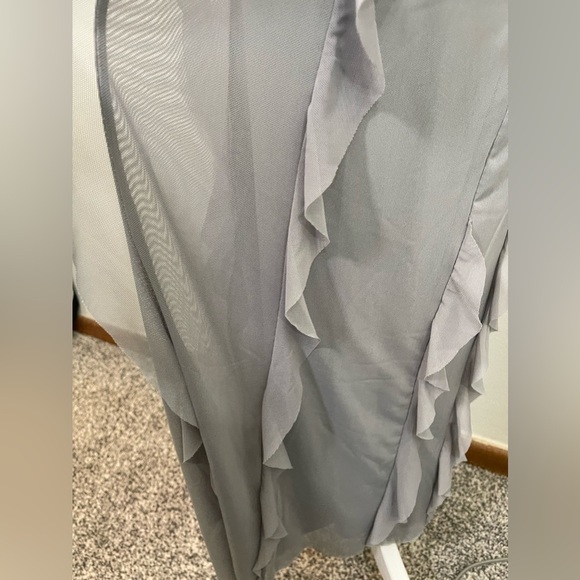 NWT Zara gray tulle Ruffle Mesh Maxi Pencil skirt S Y2K style chic - Picture 5 of 8